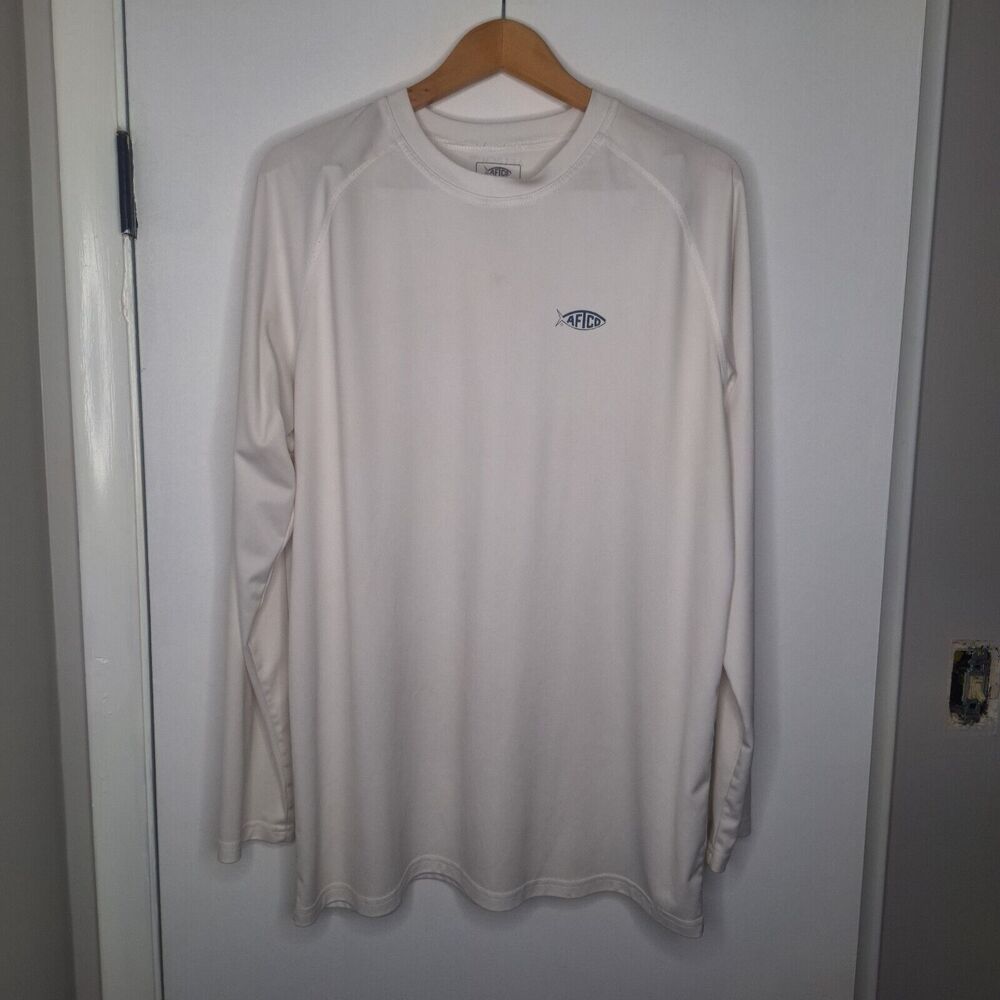 Aftco Shirt Mens XL White Long Sleeve Sun Protection UPF Aftech